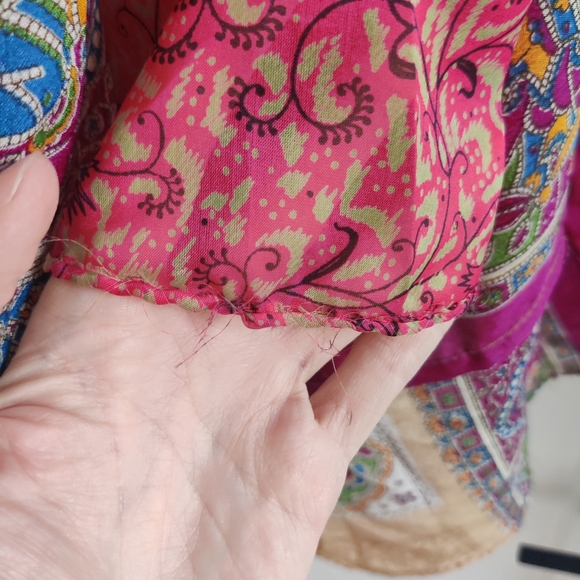 100% Silk Adjustable Reversible Sarong Wrap Maxi Midi Skirt Free Size - Picture 12 of 14